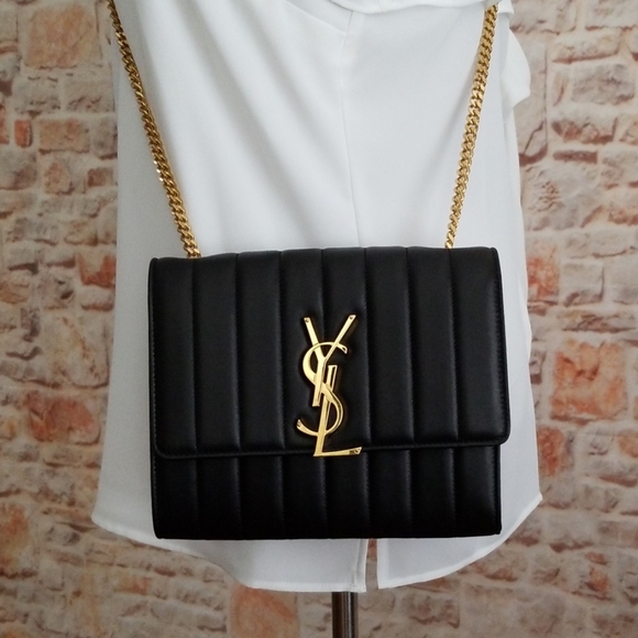 Yves Saint Laurent Handbags - New Saint Laurent Vicky YSL Quilted Leather Wallet